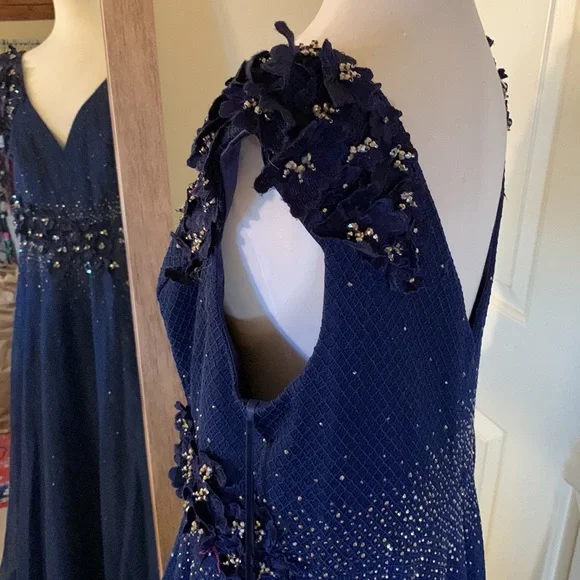 Mac Duggal Midnight Blue Embellished Maxi Dress - Picture 9 of 15